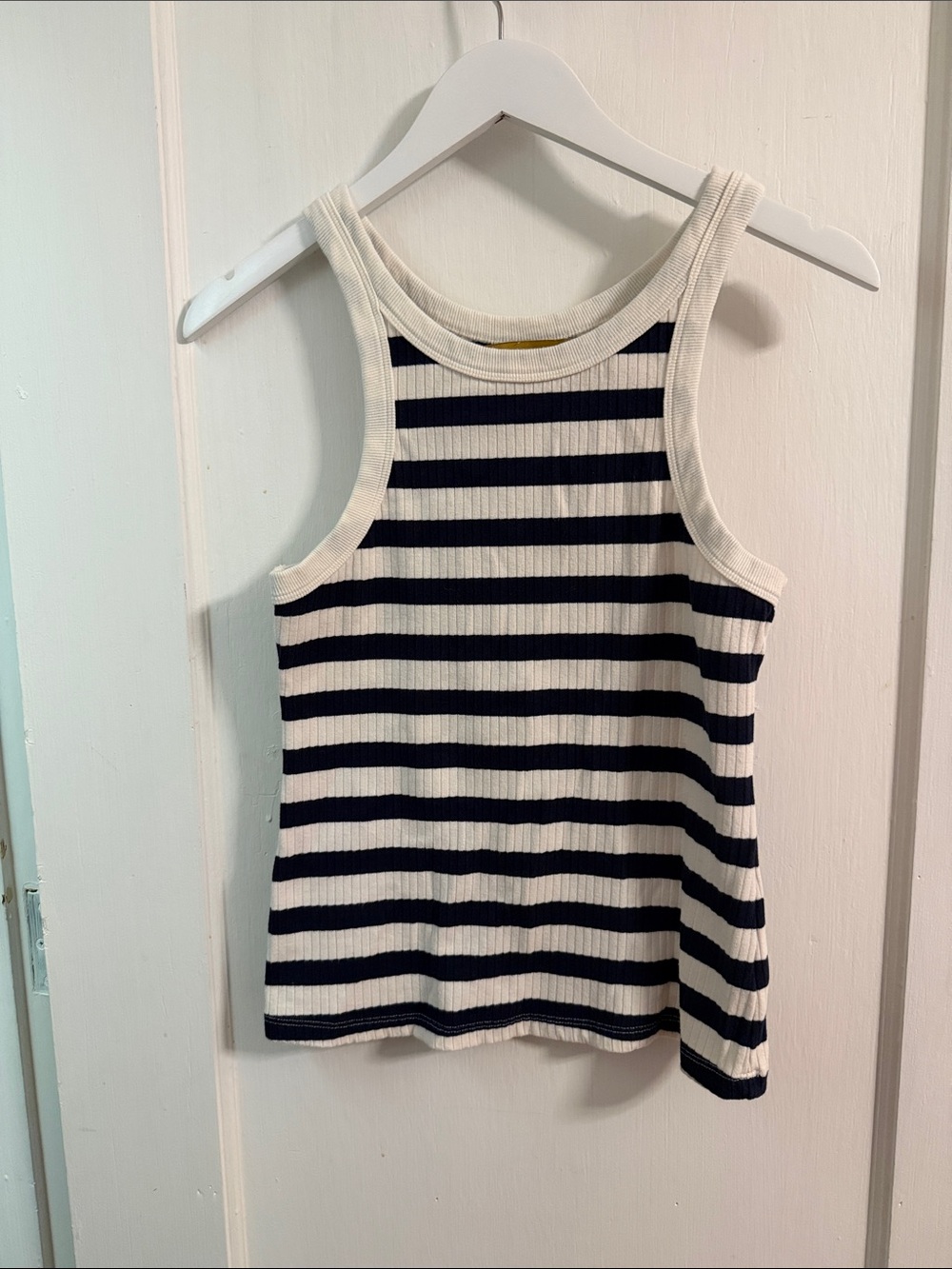 MOTHER Striped Ribbed Tank - Navy & White